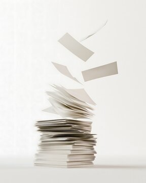 Papierstapel l&ouml;st sich nach oben auf als Konzept f&uuml;r B&uuml;rokratieabbau und Vereinfachung