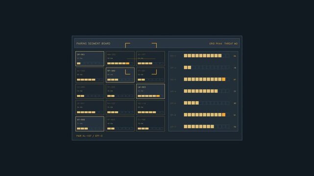 Motion graphics show a parking segment board displaying various parking slots and their status. The layout highlights available and occupied spaces clearly and simply