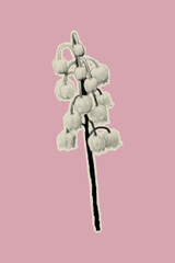 Naklejka premium Cut out halftone illustration of bell flower. Grunge dotted aesthetic effect for y2k collage
