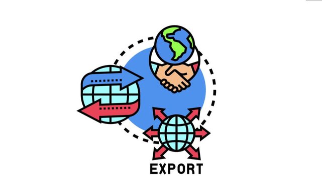 International trade partners agreeing on export control regulations and mutual accords, global business and economic policy through symbolic icons