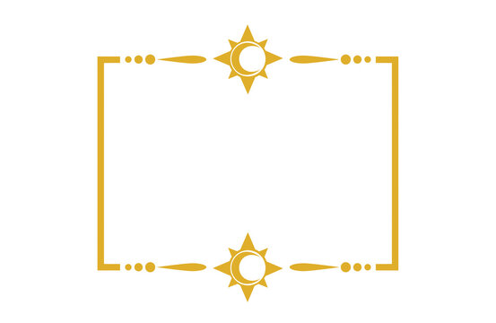 Elegant Gold Double Sun and Crescent Moon Divider Border Frame