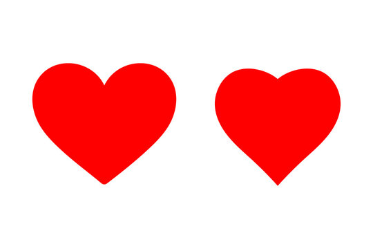 two red hearts isolated on white