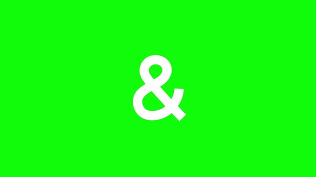 Animation of an ampersand symbol (meaning "and") against a green background; an educational concept featuring a handwritten-style punctuation mark; 4K video.