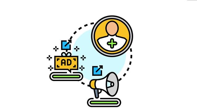 Joint marketing referrals concept depicting partnerships distributing advertisements and promotions to acquire new customers and expand business growth