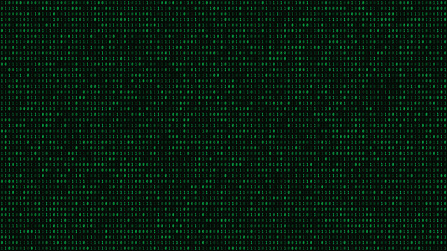 Binary code lines background representing matrix technology digital data streaming