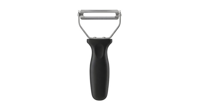 Stainless steel Y-shaped vegetable peeler with black ergonomic handle