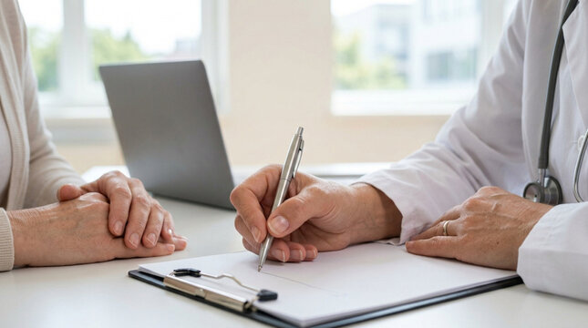 Doctor Consulting Patient, Writing Prescription, Medical Examination