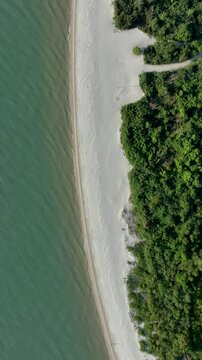 Florian&oacute;polis, Daniela Beach. Aerial View of Tropical Coastline. Establishing Shot. Santa Catarina, Brazil.