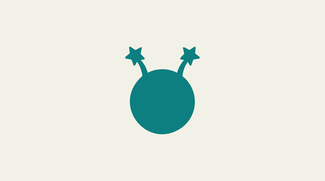 Teal Minimalist Alien Icon with Star Antennae Graphic