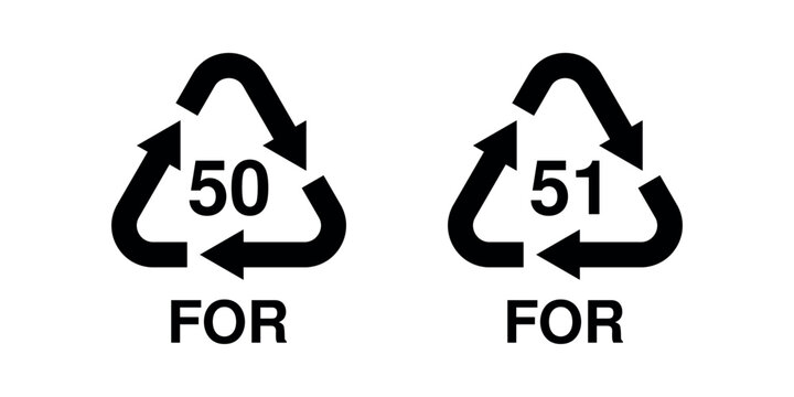 Black FOR Recycling Symbols with Material Identification Codes 50 and 51