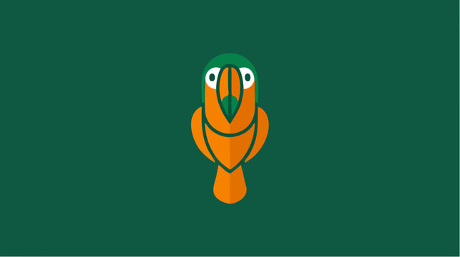 Stylized Parrot Bird Mascot Logo Vector Illustration