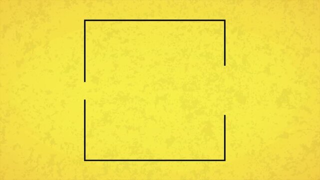 Abstract dark rectangular frame animation on textured yellow background, minimal geometric border with copy space for text and modern graphic design