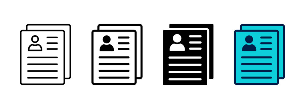 Resume icon. CV symbol for job, hiring, recruitment. Transparent vector and PNG