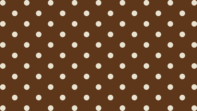 Brown polka dot pattern background illustration with repeating white circular shapes in a clean geometric layout