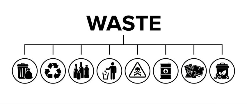 Waste management and recycling infographic icons set