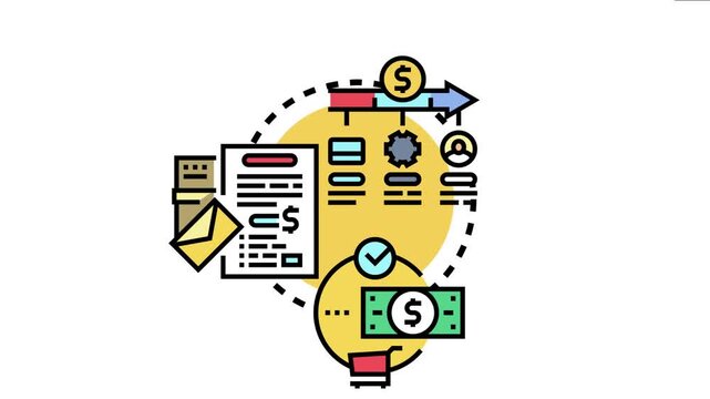 Payment process outlining steps for conducting a financial transaction, including billing, processing, and confirmation, representing modern digital commerce and online banking