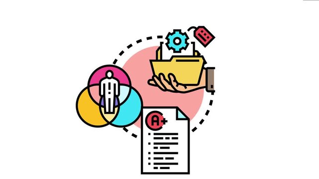 Person identifying core values and skills, processing personal data to achieve academic recognition and professional certifications, building a unique identity