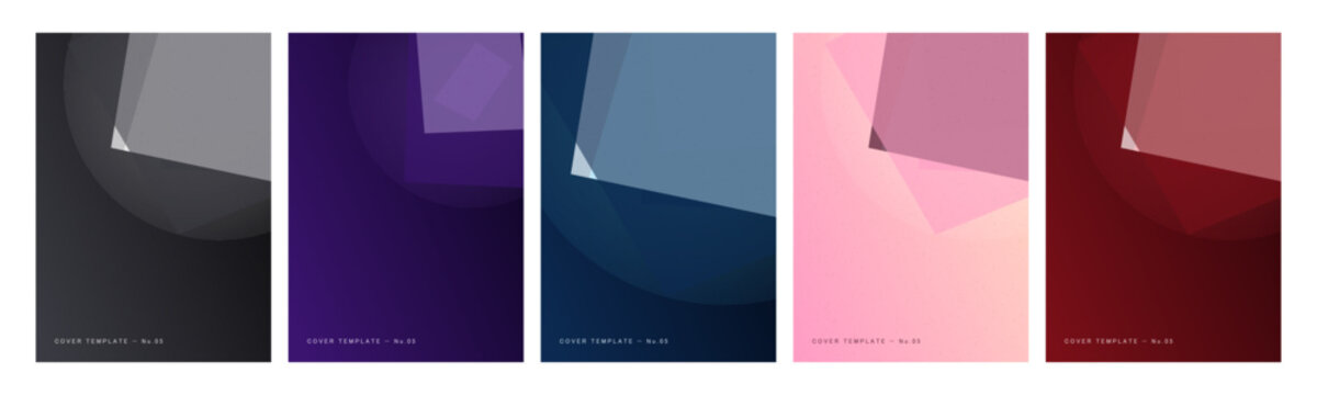 abstract geometric fold poster template set, dark blue polygon flyer cover layout, modern pink gradient banner design, vibrant overlapping shape background vector, digital cyber cover layout design, m