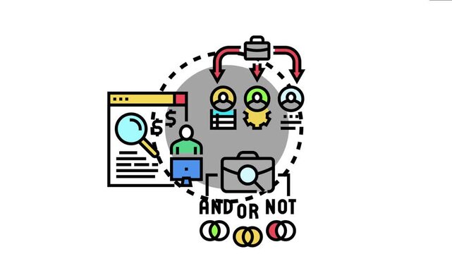 Job openings concept showcasing a recruiter managing candidate selection and application processes with a magnifying glass