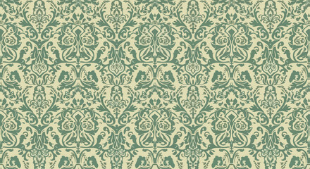 Sophisticated baroque wallpaper featuring floral decorative motifs © Erica