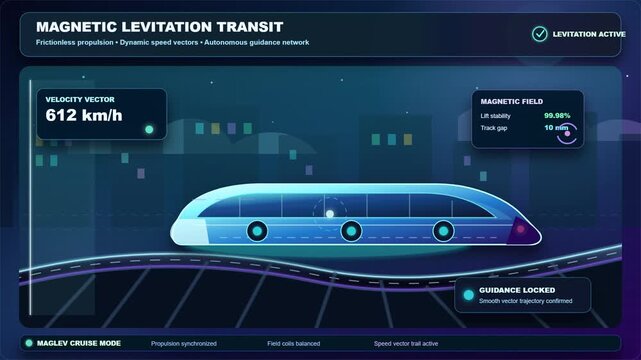 Maglev bullet train gliding on magnetic tracks futuristic high-speed transport technology