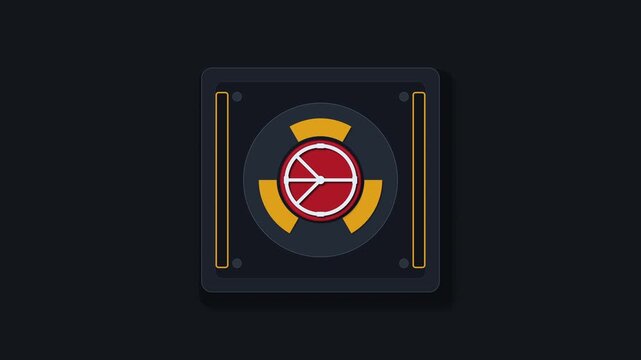 3d animation loop red button radiation sign nuclear missile launch fails, warning danger alert
