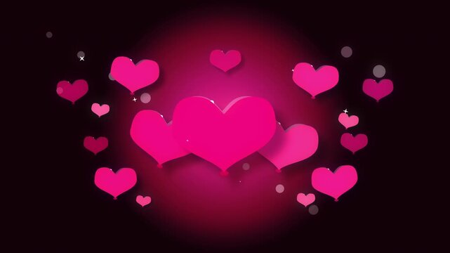Animated 3d hearts loop, inflating, descending, and pulsating, perfect for Valentine's Day celebrations, romance themes