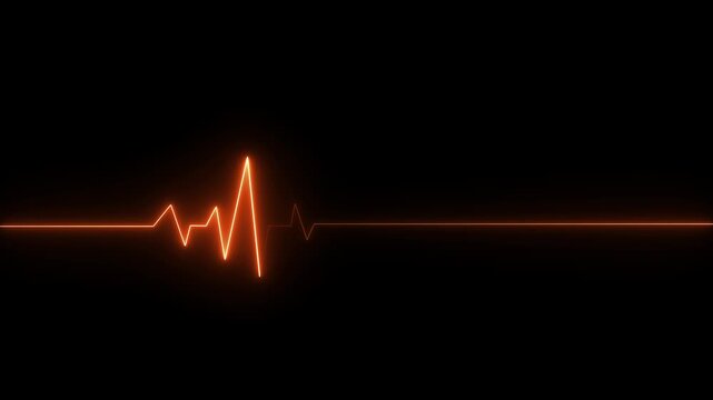glowing neon ecg line animation video Heart beat. Electrocardiogram. One pulse line. ECG heartbeat monitor, ECG monitor, Heart beating black background. 4k video