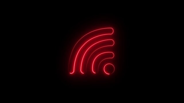 Neon glowing green color wifi signal icon animation Motion graphics of concept black background. 4k video