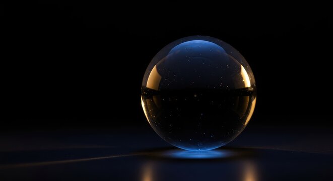 Elegant, polished transparent crystal orb captures and refracts light, creating beautiful caustic effects and visual distortions ,polished ,abstract ,ball