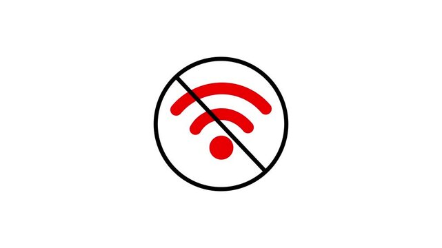 No internet connection icon animation isolated internet connection icon. Network offline concept. Wifi signal animation white background.Motion graphics of concept video