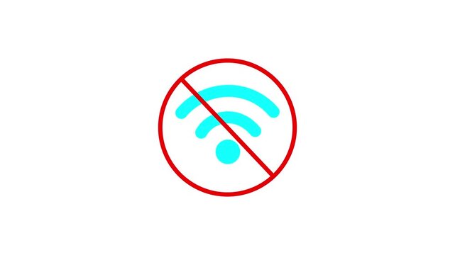 No internet connection icon animation isolated internet connection icon. Network offline concept. Wifi signal animation white background.Motion graphics of concept video