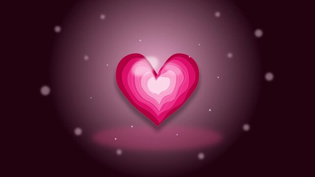 Animated pink heart with soft waves and convolutions in studio lighting, romantic loop