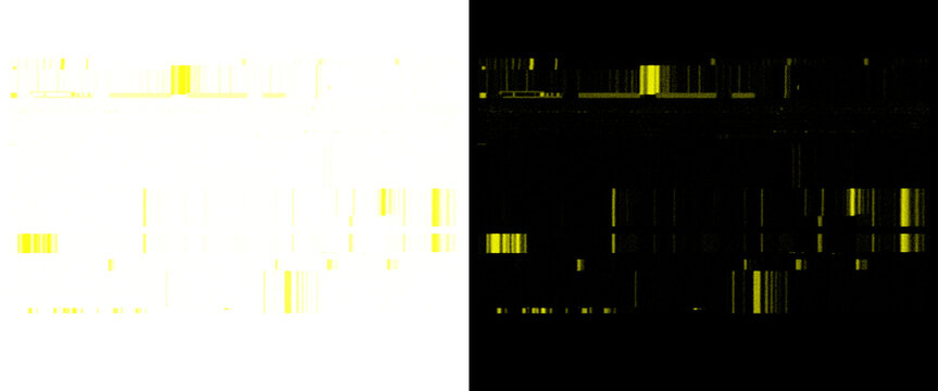 Abstract digital glitch texture, yellow data distortion pattern, modern tech background set on white and black