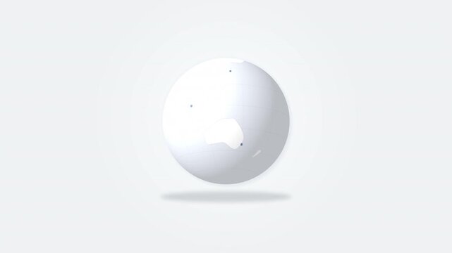 Loop 3d animation of a clean white planet Earth, global concept, world map