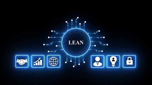 Modern Lean Process Improvement and Data Standardization Interface. Digital Business Technology 4K Animation Video