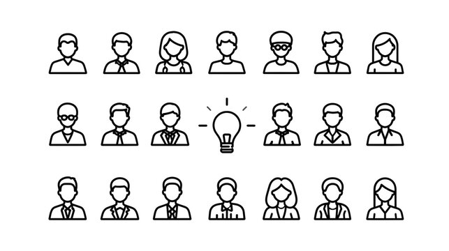 Teamwork icon set. Business related line icons: meeting, cooperation, support, collaboration, partnership, society, workshop, work group, human resource and more. Editable stroke. 
