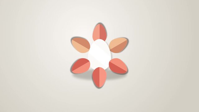 abstract flower bloom reveals white egg in 3d loop animation, natural unfold