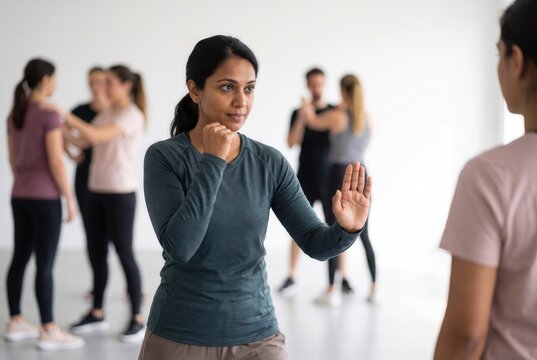Woman learning martial arts for empowerment and self protection