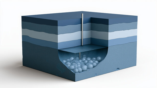Drill penetrating soil layers to reach gravel