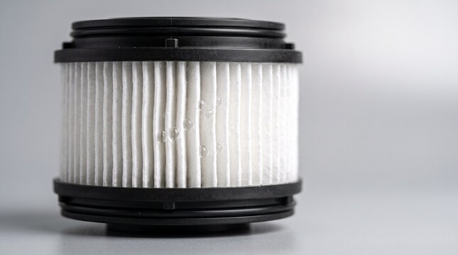 Cylindrical pleated air filter element with black plastic end caps