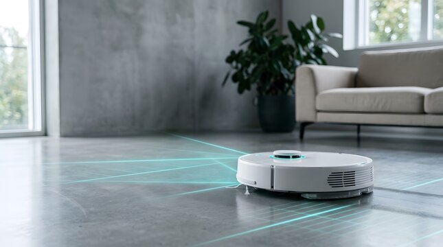 Smart robot vacuum cleaner cleaning the floor uniquely visualized