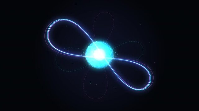 Looping 3d animation of a glowing abstract sphere with a futuristic Mobius strip in digital space