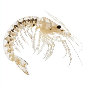 Transparent Freshwater Shrimp Isolated On A Clean White Background