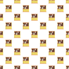 Fototapeta premium Seamless pattern featuring a vendor preparing cotton candy in a stall
