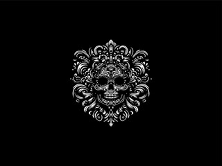 Fototapeta premium A black La Reina De La Muerte logo creates a sophisticated and cultural gothic emblem