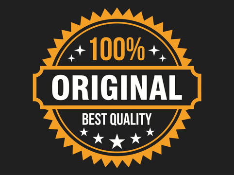 100% Original Best Quality Seal - Premium Orange and Black Guarantee Badge Vector