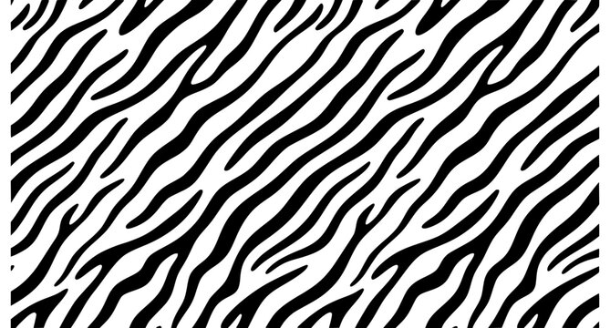 Abstract hand drawn zebra stripe pattern vector illustration on white background