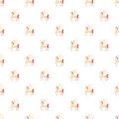 Naklejka premium Pegasus mythical winged horse repeating pattern on a white background