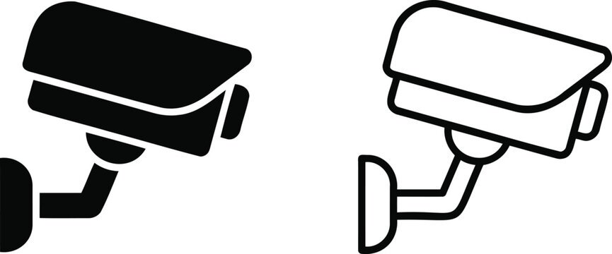 Security camera cctv surveillance icon outline and solid vector illustration